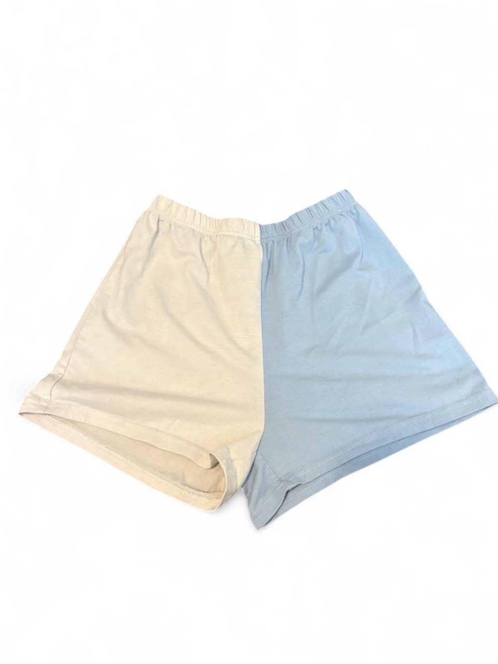 SHEIN Split Two-Tone White and Light Blue Athletic Shorts